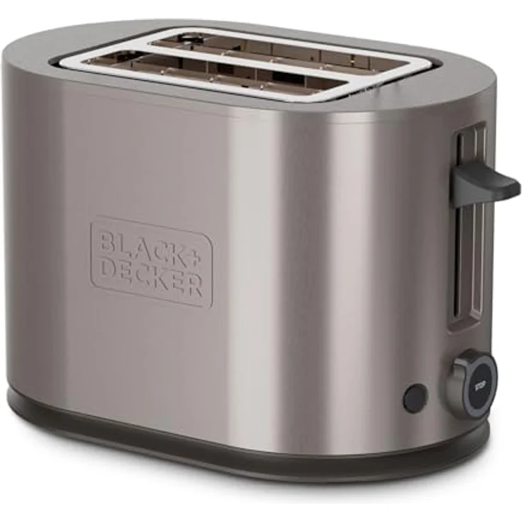 Black+Decker - Toaster BXTO901E 900W | 2 Schlitze mit Selbstzentrierung | 7 Bräunungsstufen | 3 Glimmer-Heizbänder | 3 Funktionen | Herausnehmbare Krümelschublade | Edelstahl – Bild 1