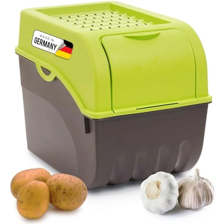 Novaliv Kartoffel Aufbewahrungsbox groß 9L, GRÜN, stapelbare Gemüsebox mit Luftzirkulation und lichtundurchlässigem Design – Bild 1