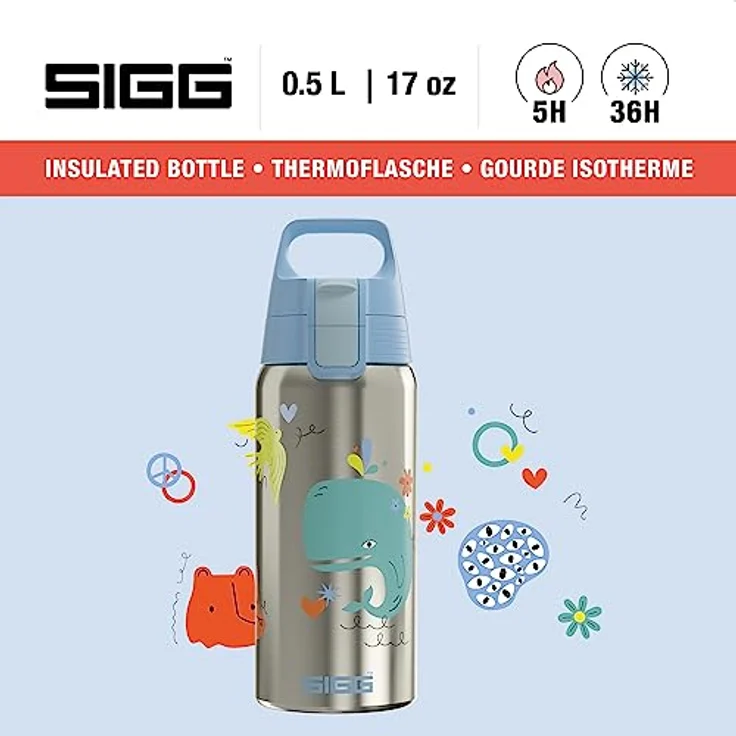 SIGG - Isolierte Trinkflasche Kinder - Shield Therm Kids - Für kohlensäurehaltige Getränke geeignet - Auslaufsicher - Spülmaschinenfest - BPA-frei - 90% recycelter Edelstahl - 0,5L – Bild 2