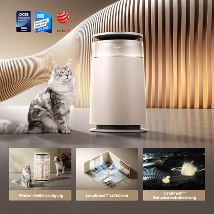DREAME FP10, Luftreiniger mit Walzen-Selbstreinigung, LoopBoost™-Luftstrom, 360°-Reinigung, mehrstufige Filtration, CataFresh™-Doppelgeruchsbeseitigung, tierfreundliches Design – Bild 2