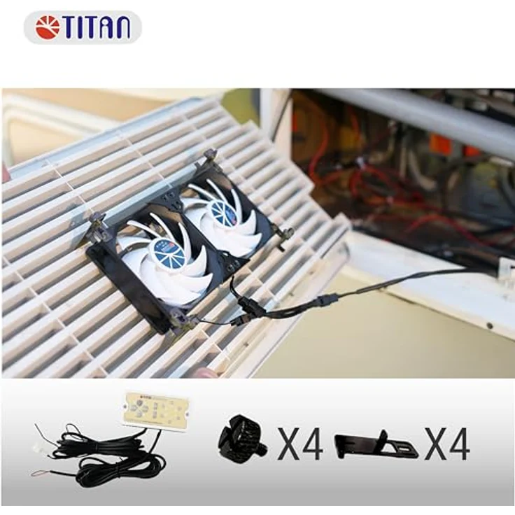 Titan TTC-SC22(C)/V2+ Kühlschrank-Doppellüfter, 140x25mm IP55 für Campingfahrzeuge mit Gleichrichter, leistungsstarker Ventilator – Bild 3