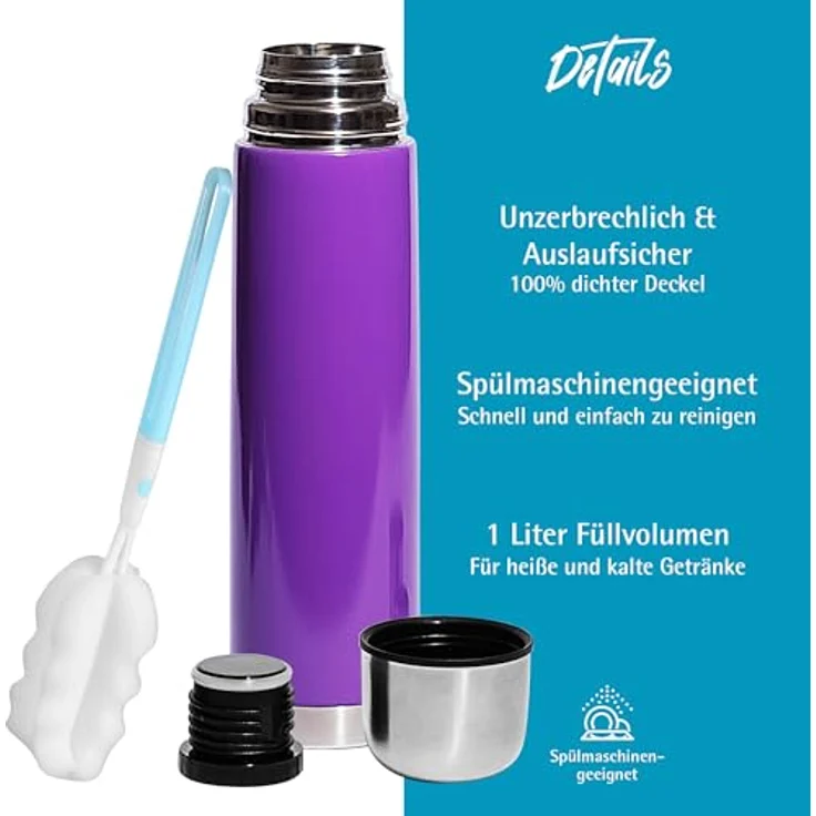 Gräwe Isolierflasche mit Messer THERMOHOME, 1 l, lila – Bild 3