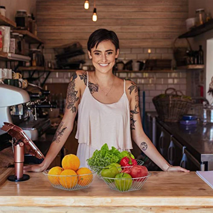 Relaxdays Hängekorb 3 Etagen, hängende Obstkörbe, 3er Etagere für die Decke, Obst, platzsparend in Küche, Stahl, silber, 73 x 28 x 28 cm – Bild 5