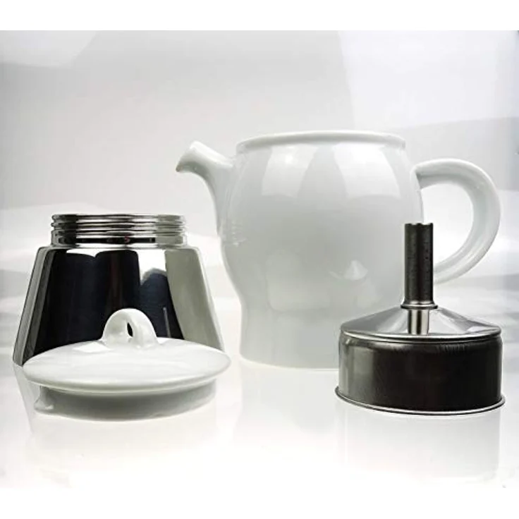 Moka Consorten Espressokocher »Carina«, Edelstahl und weißes Porzellan, Füllmenge 210 ml, Höhe 18 cm, Made in Italy – Bild 5