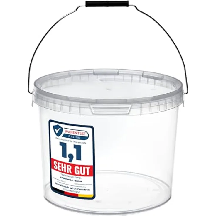 Garronda Eimer mit Deckel 10 L Transparent 50 Stück - Lebensmittelecht, Auslaufsicher, Luftdichte Lagerung von Lebensmittel- und Chemischen Produkten