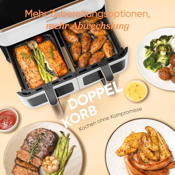 Cosori Airfryer 8,5L Heißluftfritteuse mit Sichtfenster, 2 Kammern und App-gesteuerten Rezepten – Bild 5
