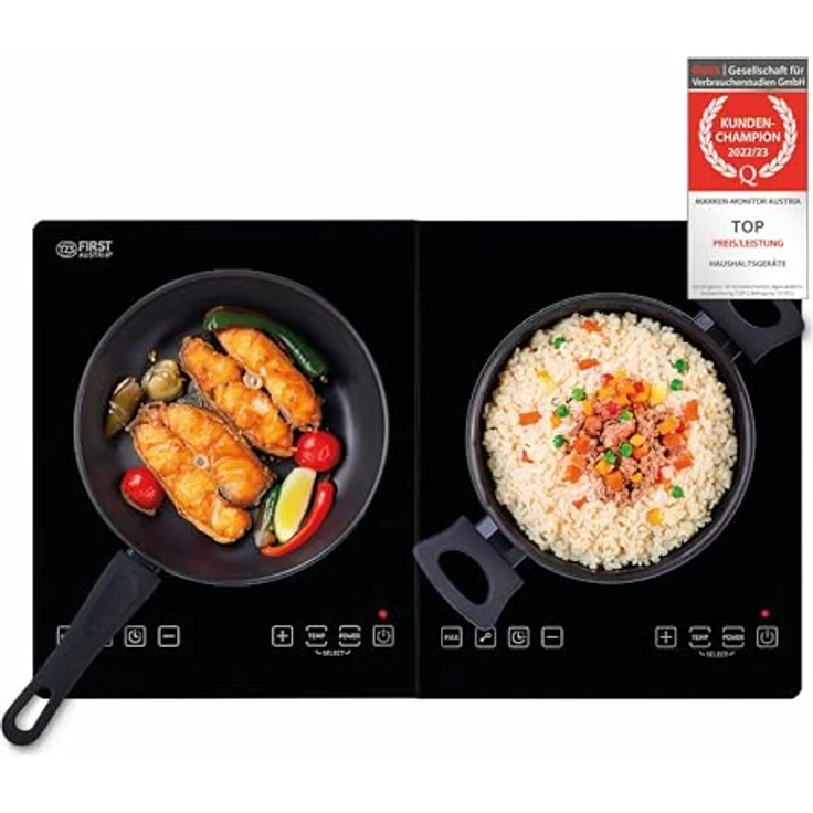 TZS First Austria Induktionskochplatte doppelt | 3500W | 10-stufige Temperaturregelung | Timer | Kindersicherung | Sensor touch control | Camping | mobil – Bild 1