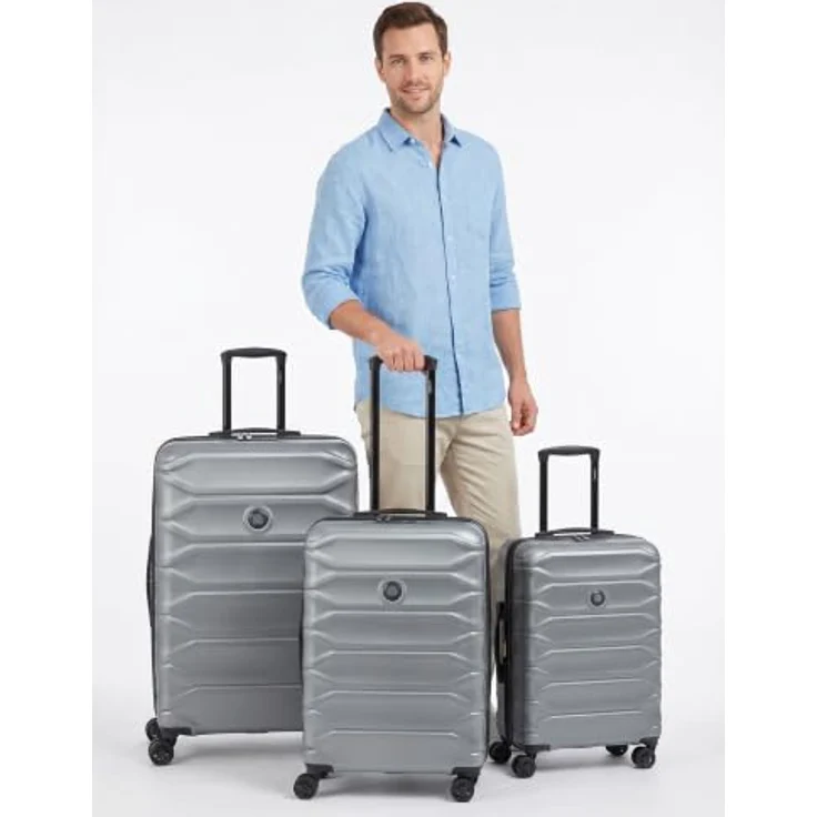 Delsey Paris Meteor Kofferset 3-teilig, grau, 100% ABS mit Dehnfalte, 50 cm x 32 cm x 78 cm, 4 Rollen – Bild 3
