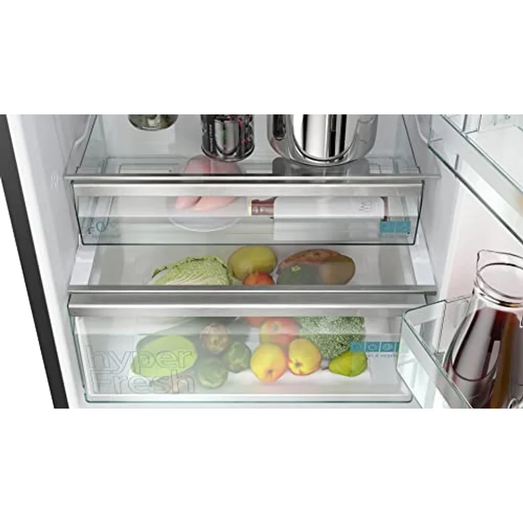 Siemens KG49NAXCF iQ500 XXL-Kühl-Gefrier-Kombination, 203 x 70 cm, 337 L Kühlen + 145 L Gefrieren, hyperFresh ideal Kühlung für Fisch und Fleisch, noFrost, freezerLight - ideal Ausleuchtung – Bild 4