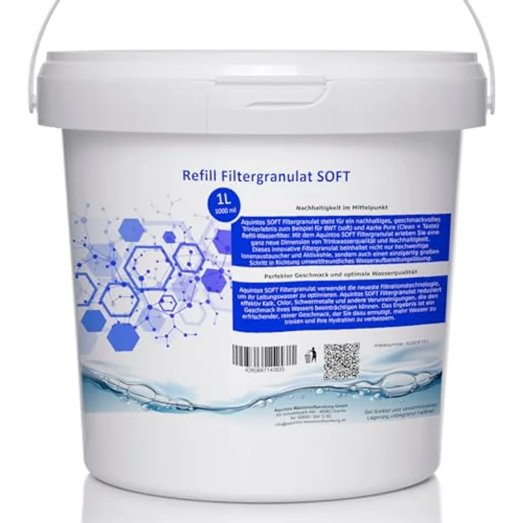 Refill Filtergranulat Ersatz für BWT soft und Aarke Pure Clean + Taste SOFT Filtergranulat von Aquintos (1L Eimer)
