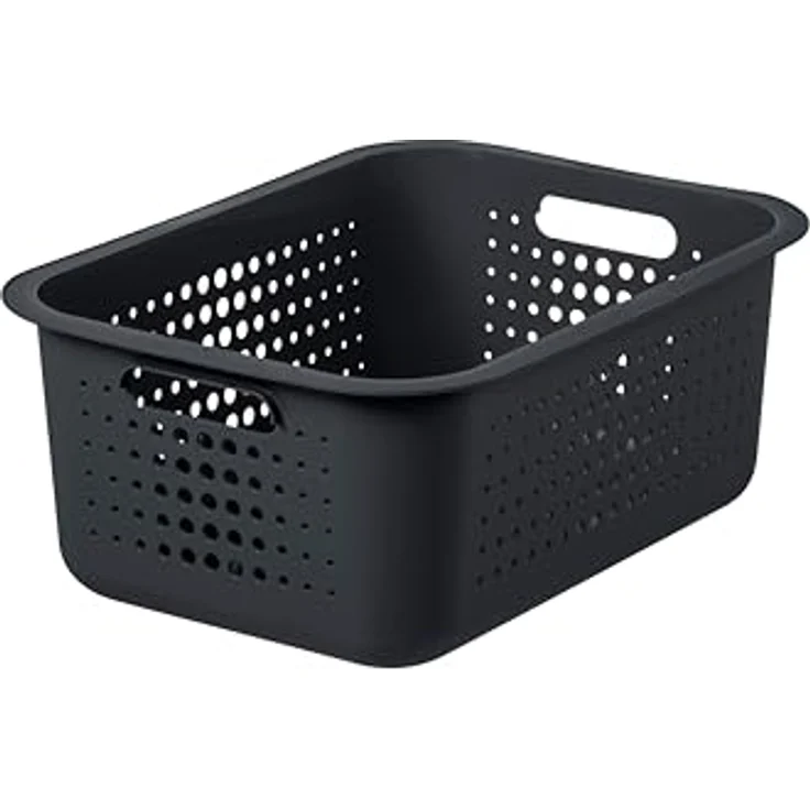 SmartStore 10L Aufbewahrungskorb Recycled aus recyceltem Plastik mit Griffen, stapelbar, Taupe, 37 x 28 x 15 cm – Bild 1