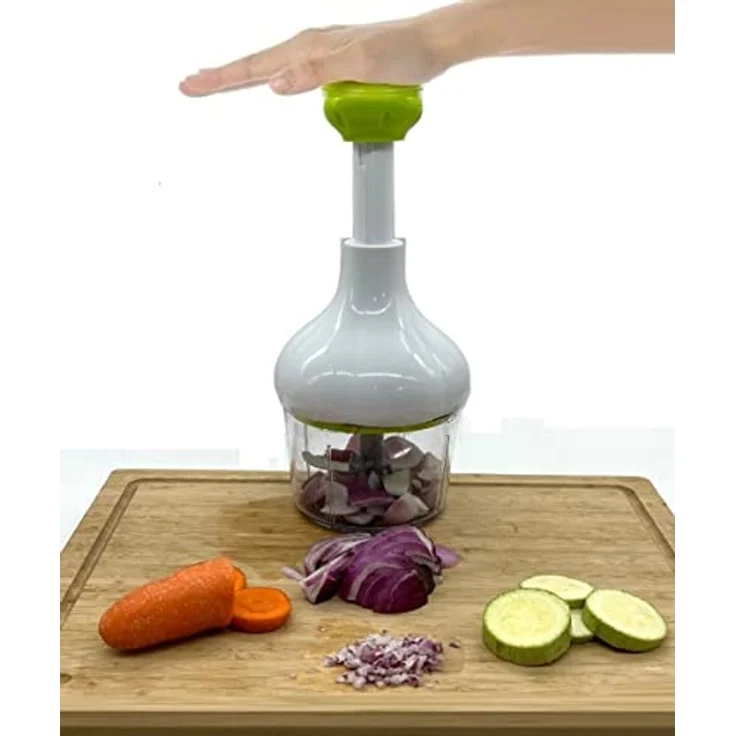 Cheffinger Zerkleinerer Multischneider Manuell, 900ml Behälterkapazität, weiß/grün – Bild 2