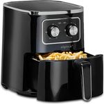 Alpina Heißluftfritteuse 4.5L - Airfryer für 3 bis 4 Personen - Einstellbare Temperatur von 80°C bis 200°C - Timer bis zu 60 Minuten - 1450W - Schwarz