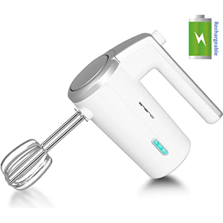 EMERIO kabelloser Akku Handmixer / -rührer - 2 Rührstäbe - 3 Geschwindigkeiten - 2000mAh/7,4V - BPA frei - Akkustand Anzeige - USB Ladekabel - bis zu 10 Zyklen á 3 Min - wiederaufladbar - HM-126681 – Bild 3