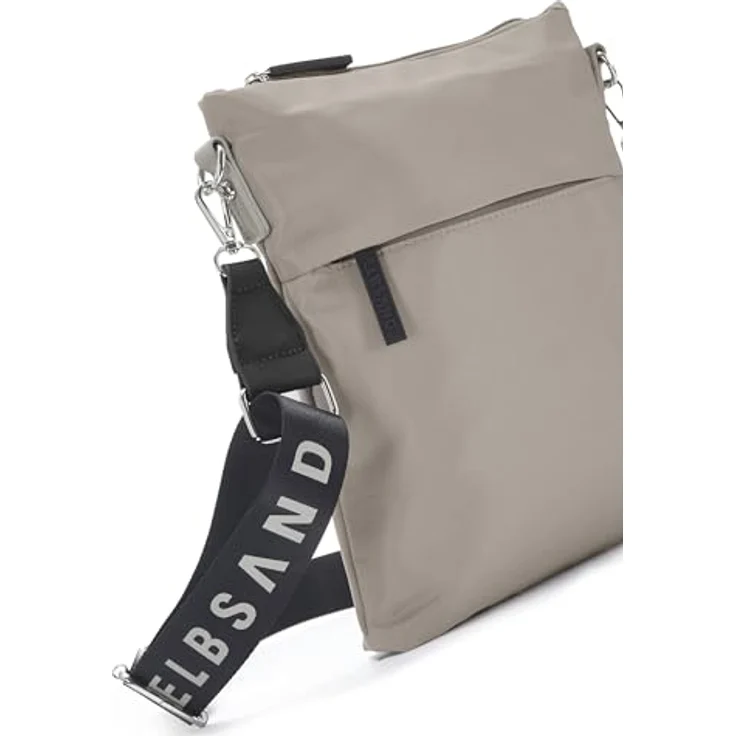 Elbsand Umhängetasche, VEGANE Schultertasche mit abnehmbarem Logoprint-Riemen und Reißverschlusstasche, Allrounder schwarz – Bild 5
