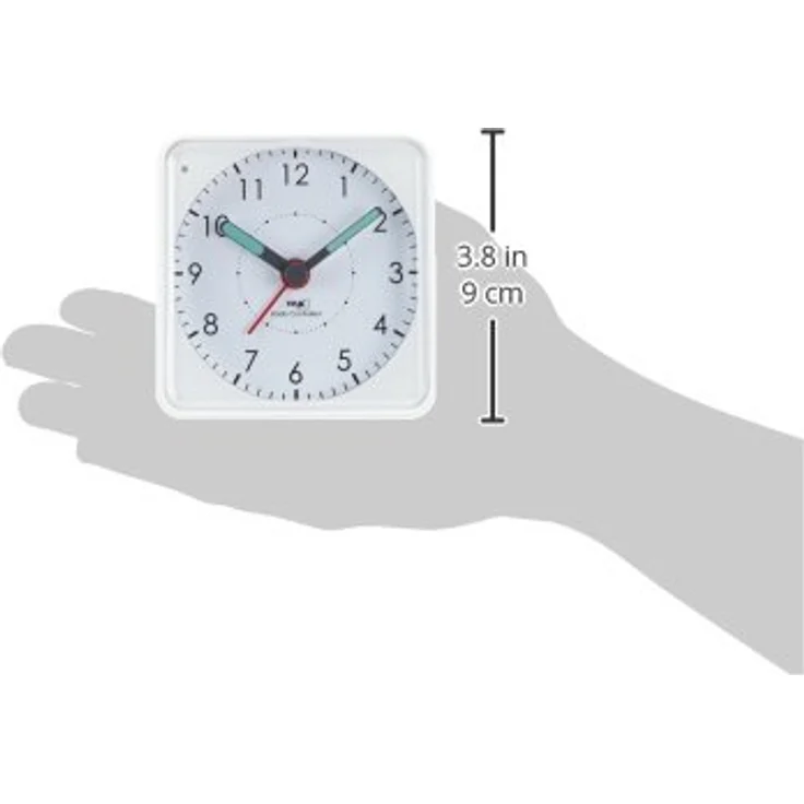TFA Dostmann Analoger Funk-Wecker Picco, 60.1510.02, Funkuhr, leises Uhrwerk, klein und handlich Kunststoff, Weiß, L 75 x B 31 (30) x H 75 (74) mm – Bild 3