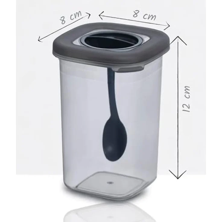 Jungengel Gewürzständer Vorratsdosen 12'er Set Gewürzdosen 450ml Aufbewahrungsboxen Küche, Anthrazit, BPA-Frei, Lebensmittelkomform, Spülmaschinenfest, Allergikerfreundlich – Bild 5