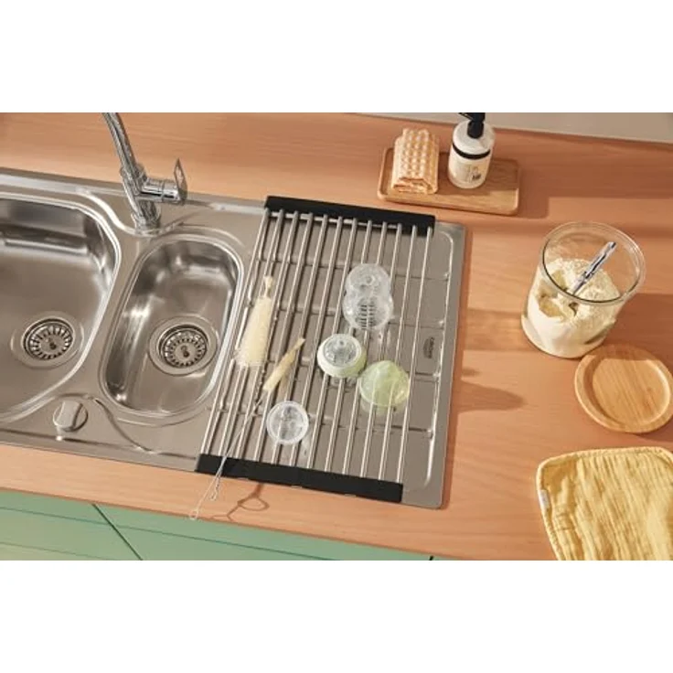 Grohe Multifunction - Abtropfgestell (450 x 348 mm, zusammenklappbar, spülmaschinenfest, korrisionsfrei), edelstahl – Bild 4