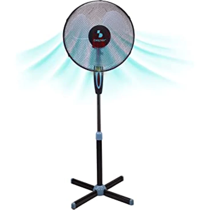 Beper P206VEN100 Standventilator, Schwarz, 3 Flügel, 3 Geschwindigkeiten, Durchmesser 40 cm, Oszillation, Black Stand Fan – Bild 2