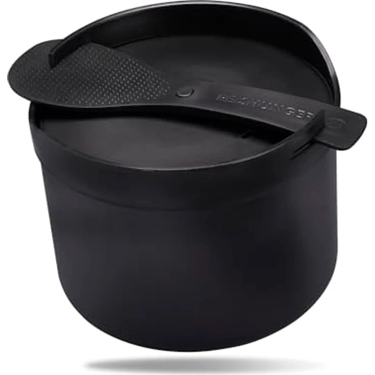 REISHUNGER Mikrowellen Reiskocher (1,7 l) - schwarz - Für perfekt gegarten Reis in nur 12 Minuten - Spülmaschinengeeignet – Bild 1