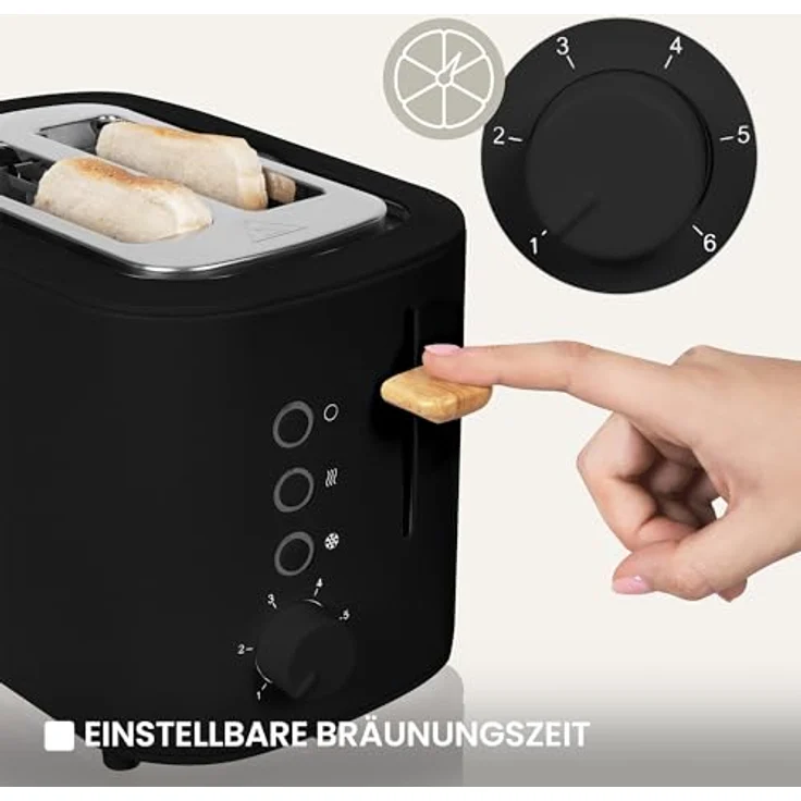 lionelo Toaster TOSTEE, 2 kurze Schlitze, 1500,00 W, Krümelfach/Auftau- & Aufwärmfunktion, weiß-schwarz – Bild 5
