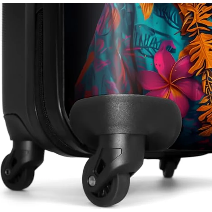 NoBoringSuitcases.com© Hartschalen-Trolley Schimpanse mit Hawaii-Bluse 67x43x25cm, 4 Rollen, Koffer Mittelgroß, Suitcase für Erwachsene, Hochglanz bunt – Bild 6