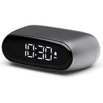 Lexon Minu Mini-Wecker, kompakt mit VA-LCD-Display, Touchscreen-Bedienung, Snooze-Funktion, Hintergrundbeleuchtung und wiederaufladbarem Akku – Grau metallic