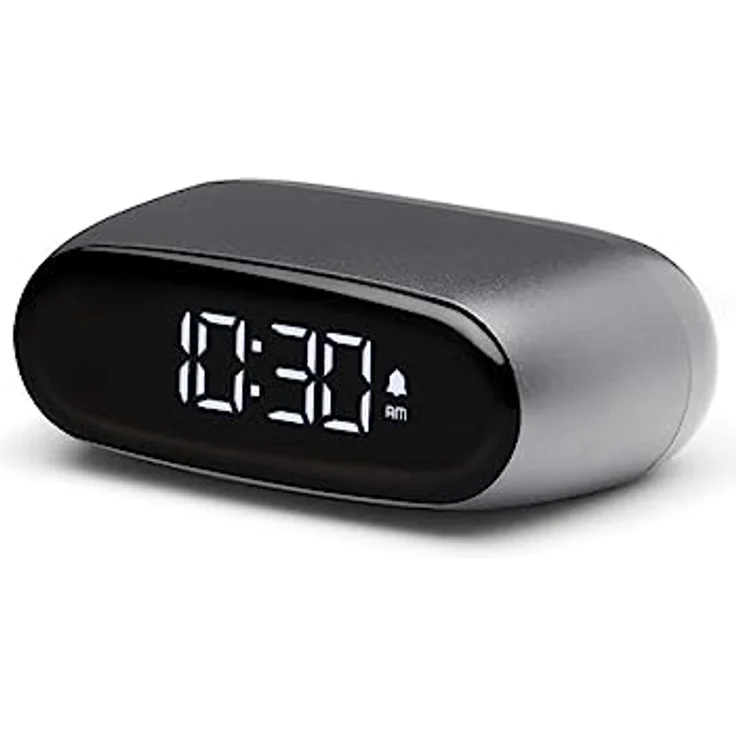 Lexon Minu Mini-Wecker, kompakt mit VA-LCD-Display, Touchscreen-Bedienung, Snooze-Funktion, Hintergrundbeleuchtung und wiederaufladbarem Akku – Grau metallic – Bild 1