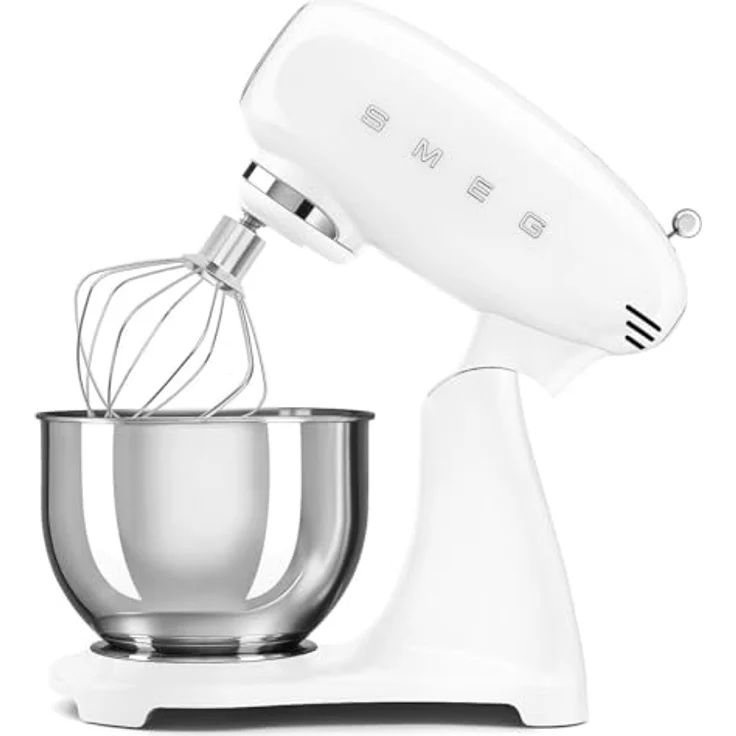 Smeg SMF05WHEU Küchenmaschine, 1000 Watt, 4,8 Liter Edelstahl-Rührschüssel, Hochglanz-Weiß, mit 10 Geschwindigkeitsstufen und Zubehör – Bild 4