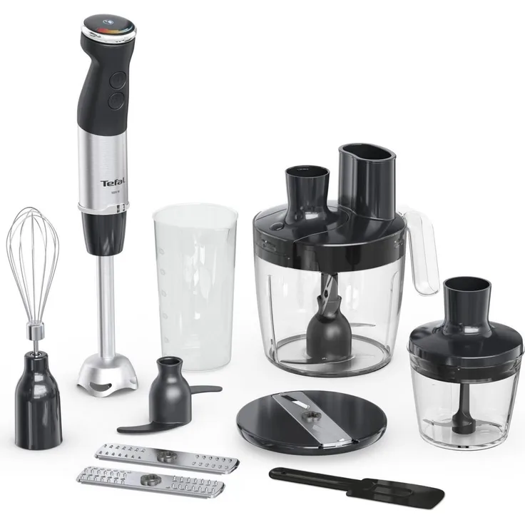 Tefal Quickchef HB67G830, 5-in-1 Stabmixer mit 1.000 W und Powelix-Klingen, schwarz