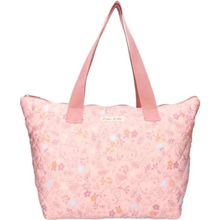 Vadobag Shopper Damen Umhängetasche Hello Kitty, geräumige Strandtasche mit Reißverschluss, 32x48x14 cm, Polyester – Bild 1