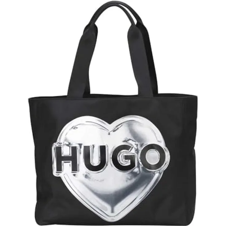 HUGO Shopper Becky Tote-Heart, Handtasche Damen in Schwarz, vielseitige Henkeltasche mit doppeltem Henkel, 48x33x18 cm