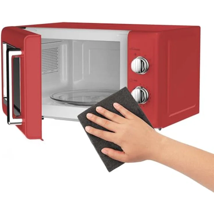 Silva MW-R 25.3, Retro Mikrowelle mit 700 W und 20 L Garraum, rot, mit 6 Leistungsstufen und 30-Minuten-Timer – Bild 6