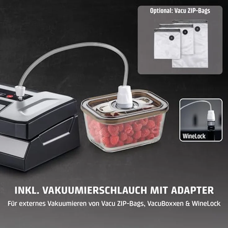 Caso Vakuumierer VRH 700 advanced Pro, 130W, Multi-Zyklus, bicolor, inkl. 1 Rolle 20 x 300 cm, 1 Rolle 28 x 300 cm – Bild 9