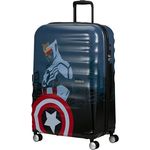 American Tourister Marvel Legends FL - Spinner L Koffer, 77 cm, 96 L, Mehrfarbig (Captain America City) - Robuster 4.20 kg Koffer aus ABS mit recycelter PET-Innenausstattung