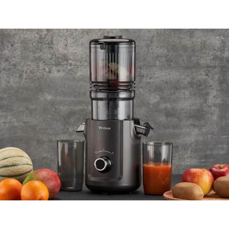 Trisa Slow Flow Juice Entsafter, 300 W mit Cold Press Technologie und extra großem Einfüllschacht, schwarz – Bild 6