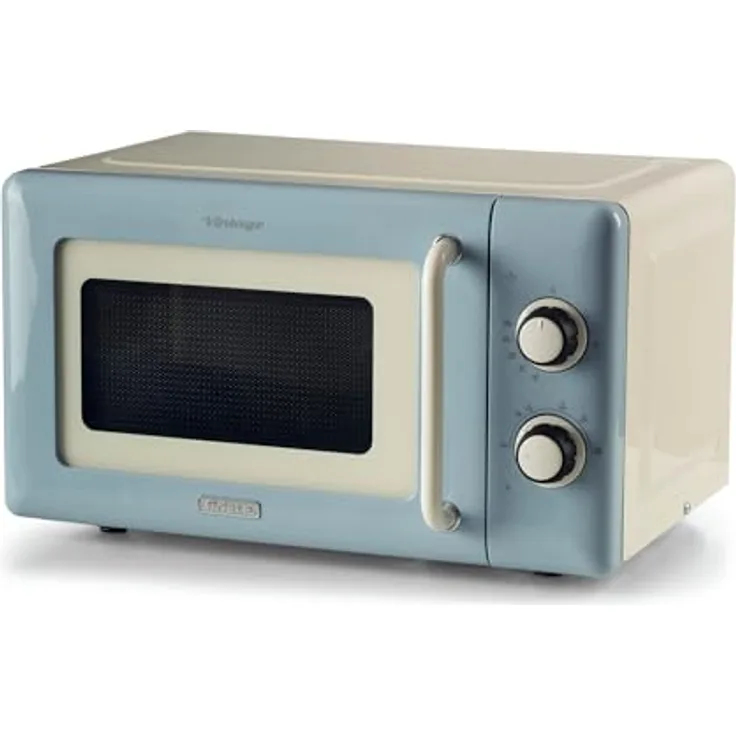 Ariete Mikrowelle Vintage 20 Liter, 800 Watt, 3-in-1 Funktionen, hellblau