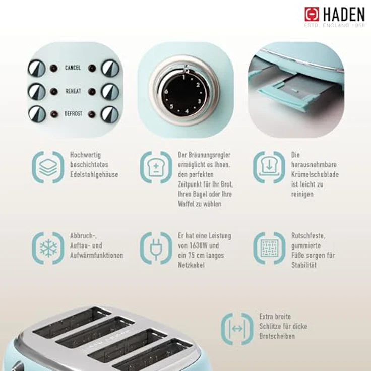 Haden HAD206947, Toaster, Türkis – Bild 3