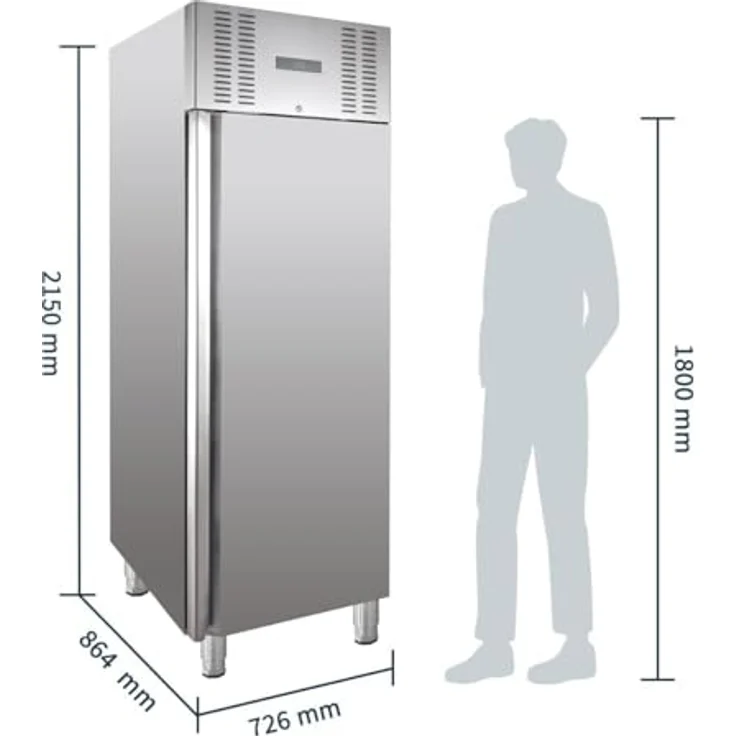 GastroHero Tiefkühlschrank ELINE 650 GN 2/1 Monoblock, 605 L, Edelstahl, energieeffizient, -22 bis -18 °C, Umluftkühlung, digitale Temperaturanzeige – Bild 3