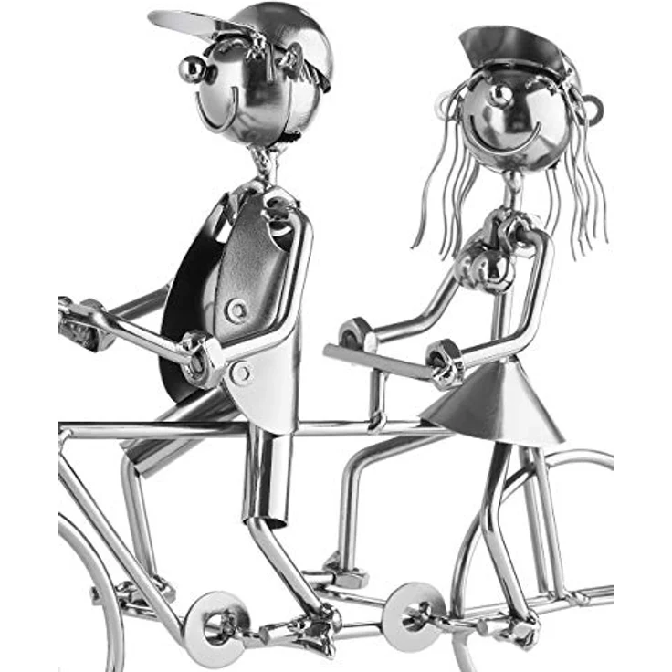 BRUBAKER Flaschenhalter Paar auf Tandem Fahrrad Metall Skulptur mit Geschenkk... – Bild 5