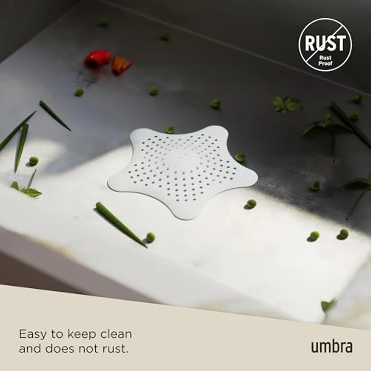 Umbra Starfish Abfluss Haarfänger mit 5 Starken Saugnäpfen – Silikon Abflusssieb und Haar Stopper für Dusche, Badewanne, Waschbecken und Spüle – Hält Abflüsse Frei von Haaren und Kleinteilen, Weiß – Bild 6
