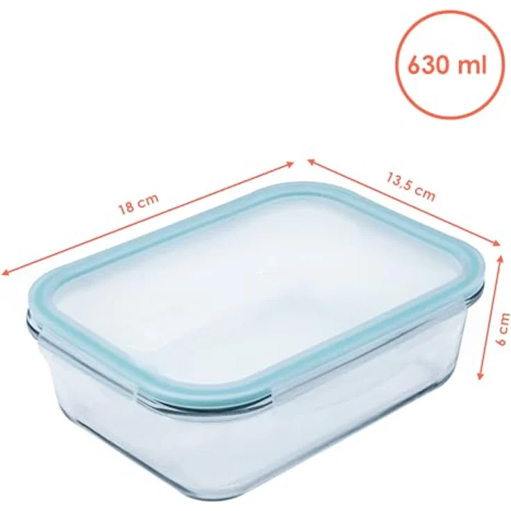 Spetebo 1.04 Glas Auflaufform mit Kunststoff Deckel, 630 ml, hitzebeständig bis 230 °C, transparent/mint – Bild 2