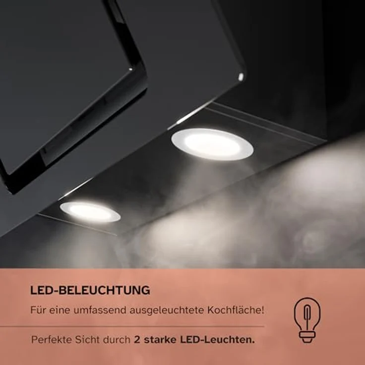 Heinrich´s HEINRICHS Dunstabzugshaube, 60cm, 300m³/h Saugkraft, LED Beleuchtung, Aktivkohlefilter, 69W Leistung, Schwarz – Bild 4