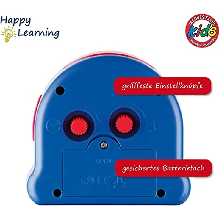 JACQUES FAREL Happy Learning Lernwecker Kinder-Wecker Blau Grün ohne Ticken, mit Licht, Snooze und analoger Quarzzeitstellung, 10 x 10 cm – Bild 5