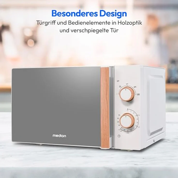 Medion® Mikrowelle MD 10596, 20 Liter Garinnenraum, 700 W, Holzoptik, verspiegelte Tür, 5 Mikrowellen-Leistungsstufen – Bild 5
