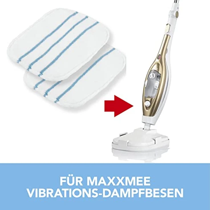 MAXXMEE Bodentuch für Vibration Dampfbesen | Ersatzbezüge | 28cm x 22cm x 0,4cm | Auch universal einsetzbar [Wiederverwendbar] – Bild 2