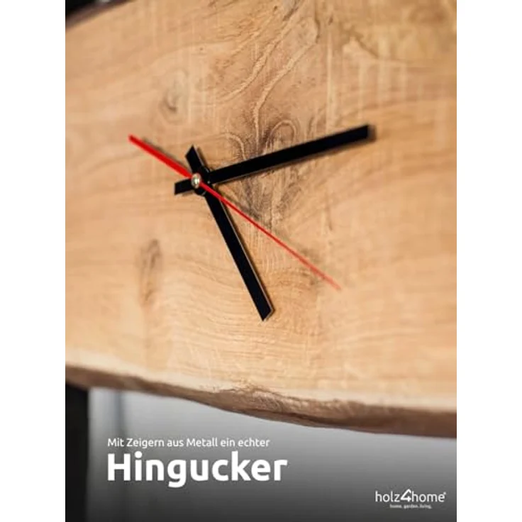 holz4home® Wanduhr Eichenholz mit Stahlrahmen, eckige Designuhr analog, 37x37 cm, leises Quarzwerk, perfekt für Wohnzimmer und Büro im modernen Loft Stil – Bild 5