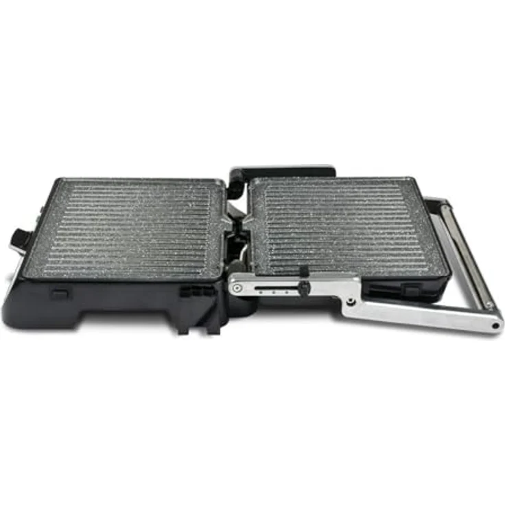 Girmi BS41 Kontaktgrill, 2000 W, Edelstahl, Antihaftbeschichtung, Abnehmbare Platten, Schwarz/Silber – Bild 3