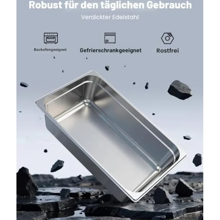 VEVOR Gastronormbehälter Hotelpfanne, 20,5 L Edelstahl, rostfrei und wiederverwendbar, für Catering und Aufbewahrung von Speisen – Bild 2