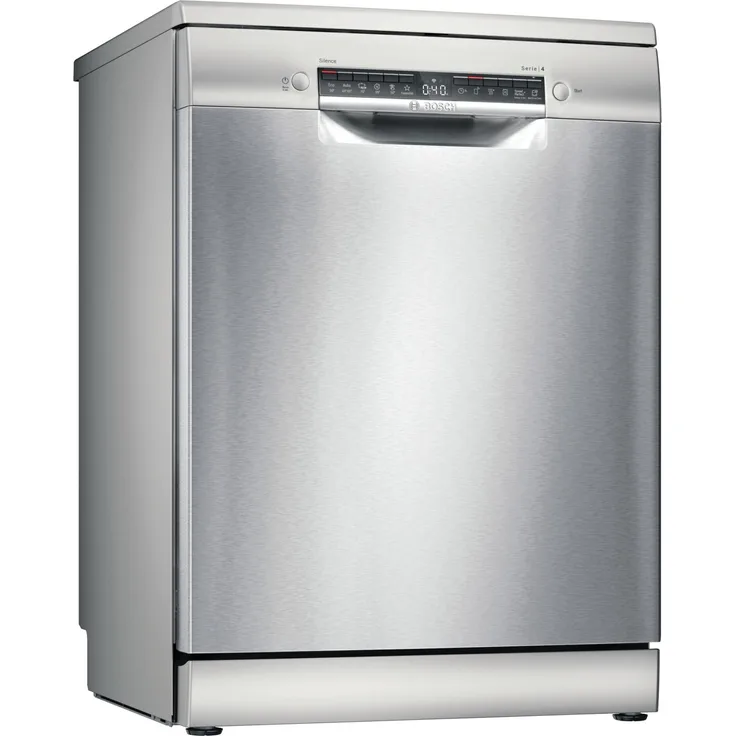 Bosch Serie 4 SMS4HMI07E, Freistehende Spülmaschine für 14 Maßgedecke, Edelstahl, Energieeffizienzklasse D, 42 dB Geräuschpegel, Bosch Home Connect